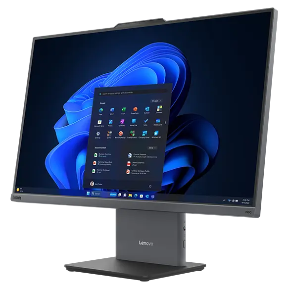 Lenovo ThinkCentre Neo 50a Gen 5 27″ all-in-one desktop PC – front, right side view.