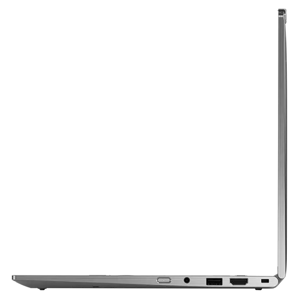 Right-side profile of the Lenovo ThinkPad X1 2-in-1 convertible laptop open 90 degrees. 